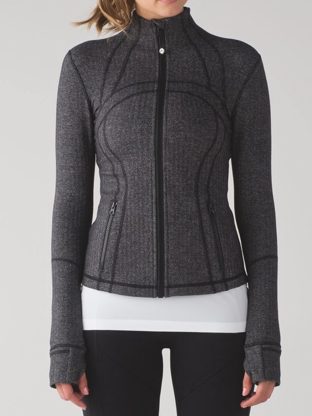 Lululemon Heathered Herringbone Heathered Black First Release Define Jacket Sz 6
